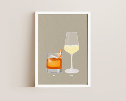 Old Fashioned & White Wine Spritzer Print