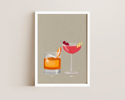 Old Fashioned & French Martini Print