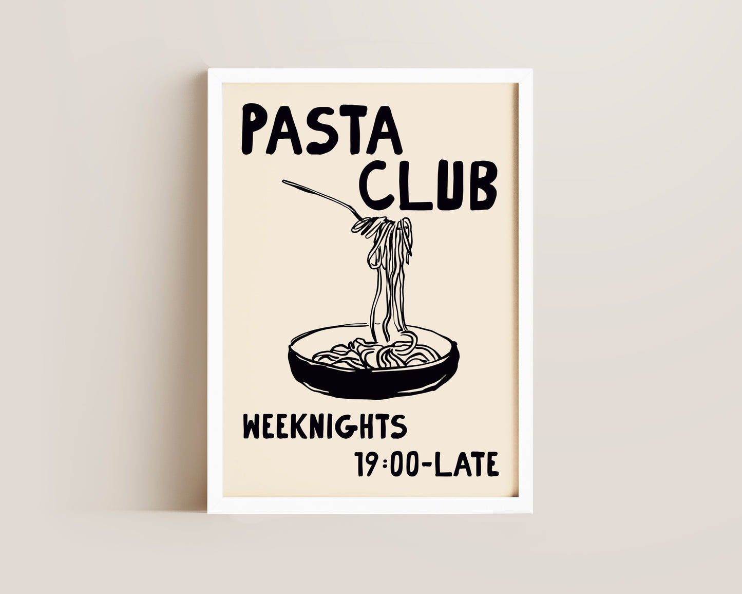 Pasta Club Black Wall Art Print