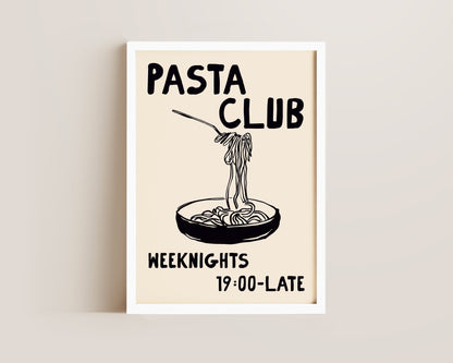 Pasta Club Black Wall Art Print