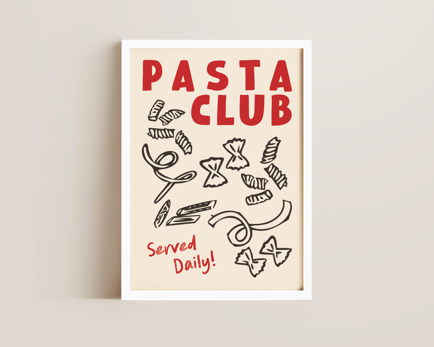 Pasta Club Shapes In Red Print