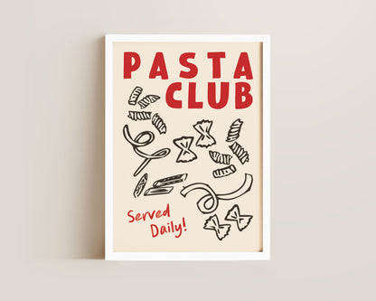 Pasta Club Shapes In Red Print