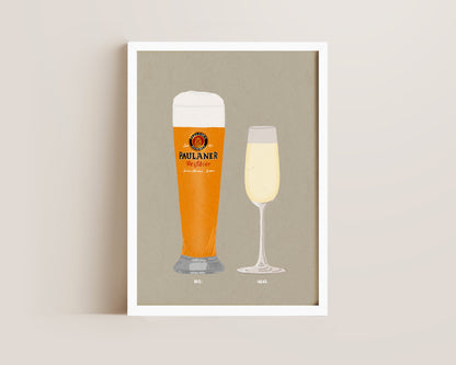 Paulaner & Prosecco Glass Print