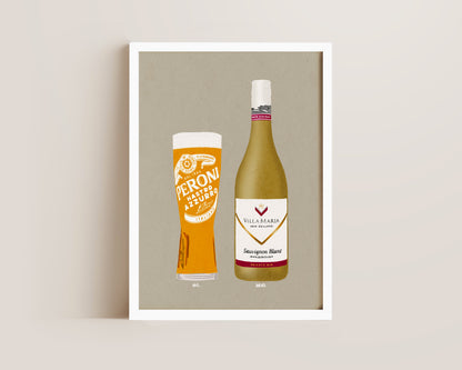 Peroni & Villa Maria Sauvignon Print