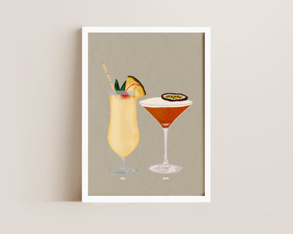 Pina Colada & Pornstar Martini Print