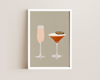 Pink Prosecco Glass & Pornstar Martini Print