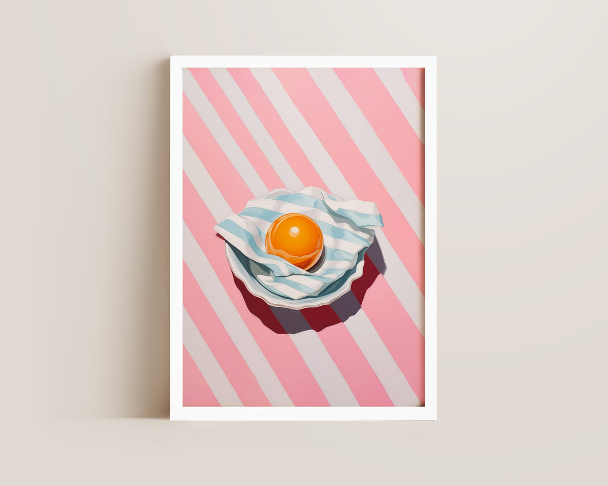 Pink Striped Egg Wall Art Print