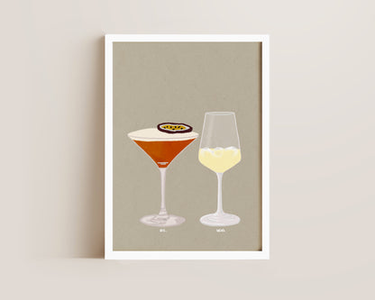 Pornstar Martini & White Wine Print