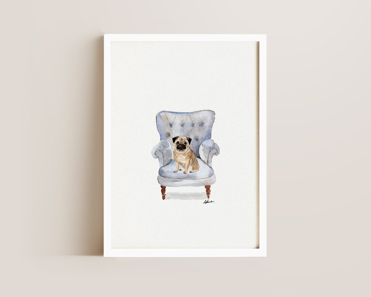 Pug in Chair Print
