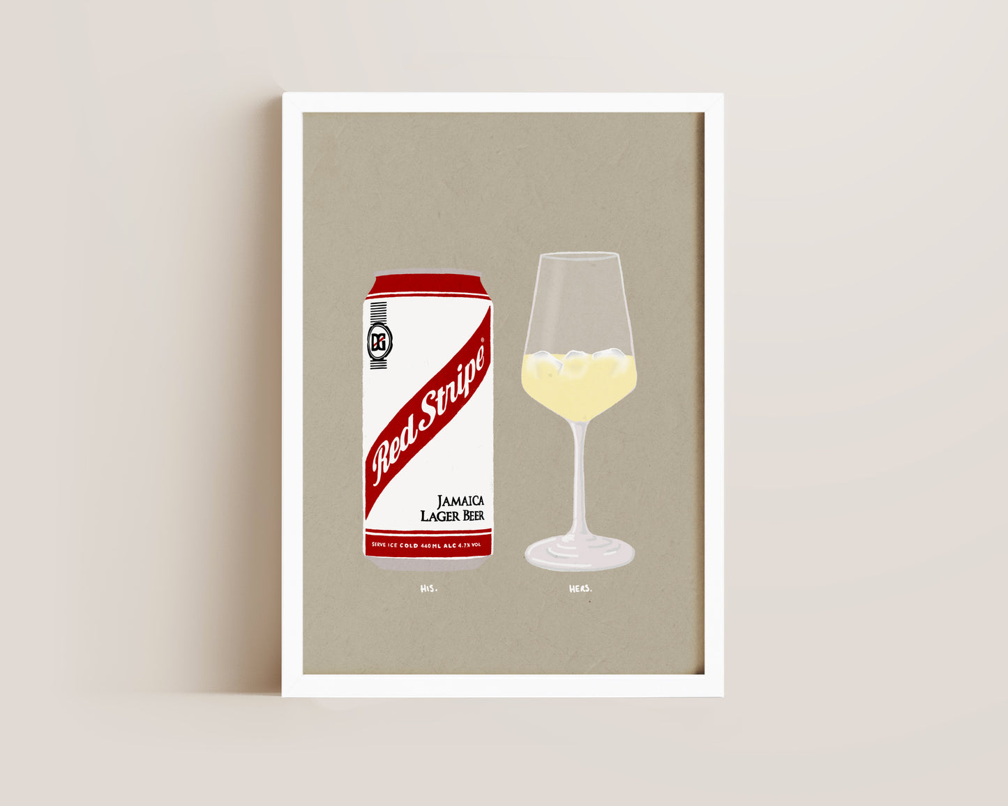 Red Stripe & White Wine Ice Print