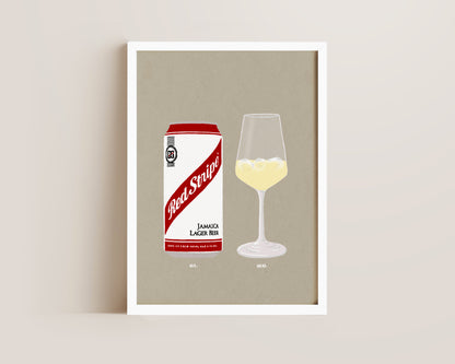 Red Stripe & White Wine Ice Print