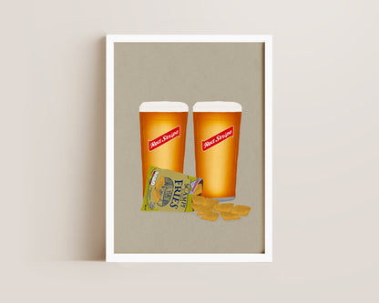 Red Stripe & Scampi Fries Print
