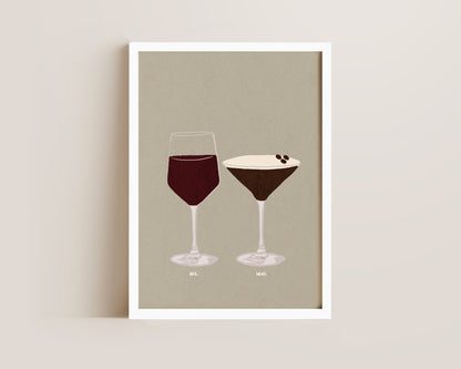 Red Wine & Espresso Martini Print
