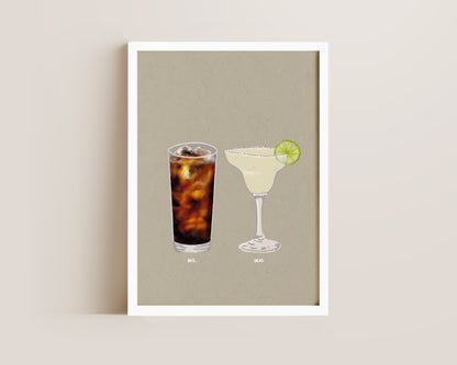 Rum Coke & Margarita Print