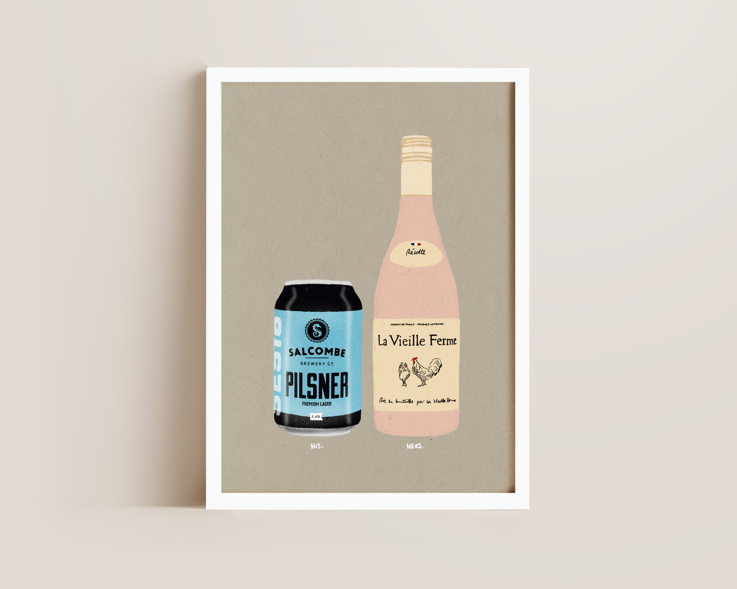 Salcombe Pilsner & Chicken Wine Print