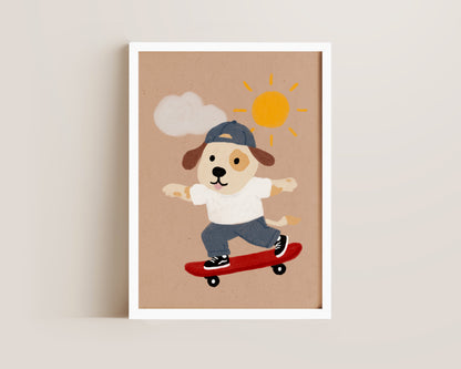 Skateboard Dog Print