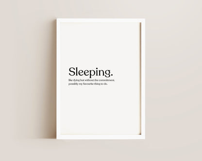 Sleeping Definition Print