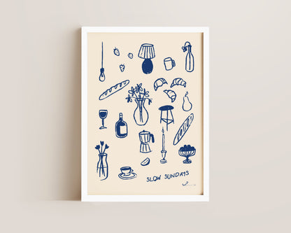Slow Sundays In Blue Print