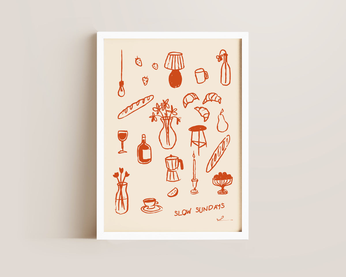 Slow Sundays In Orange Print