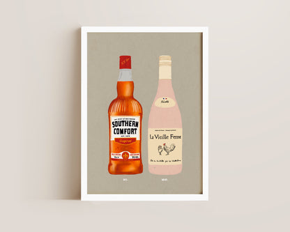 Southern Comfort & Chicken Wine Print