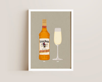 Spiced Rum & Prosecco Glass Print
