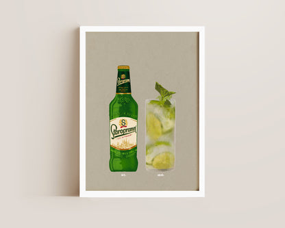 Staropramen Bottle & Mojito Print