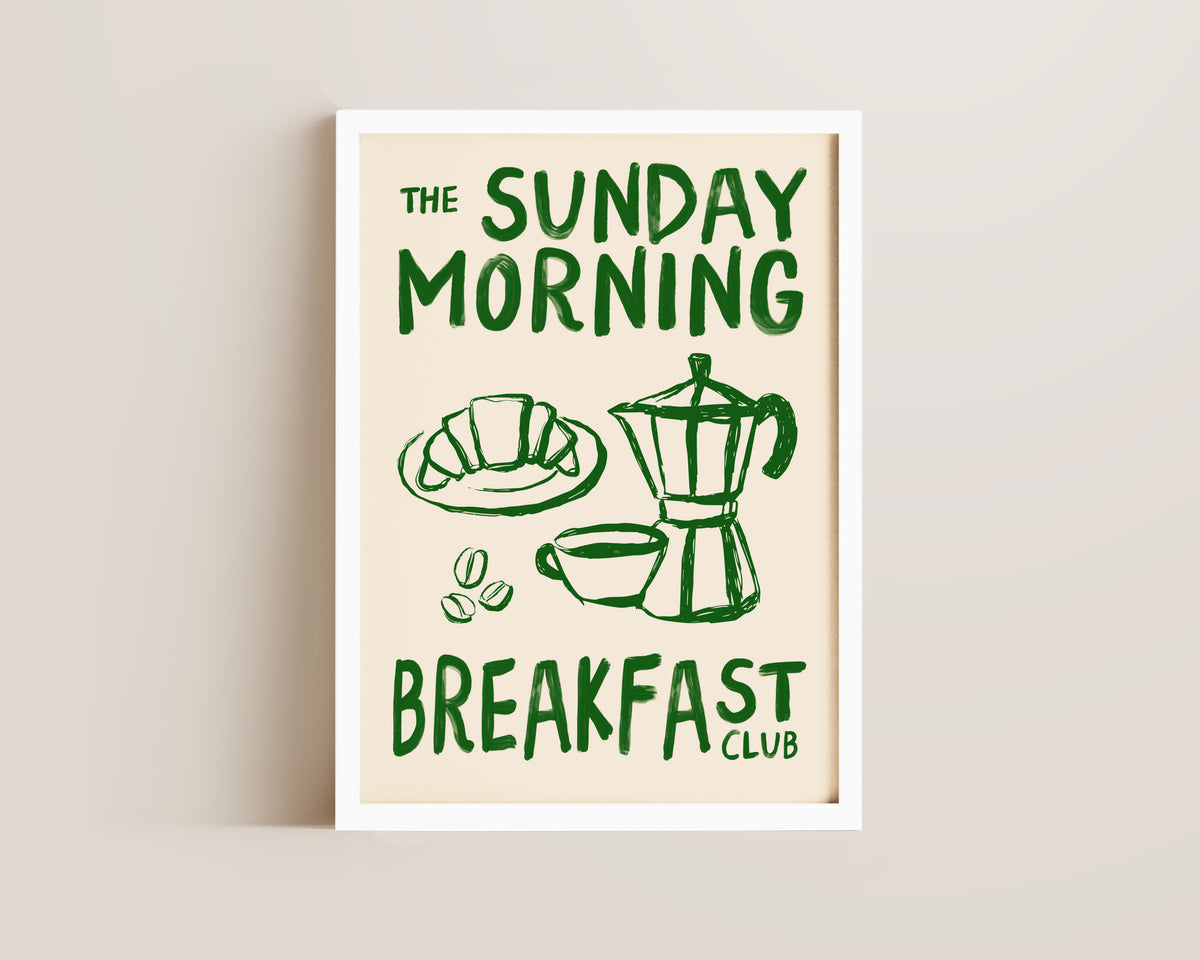 Sunday Morning Breakfast Club In Green Print