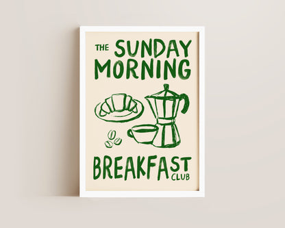 Sunday Morning Breakfast Club In Green Print