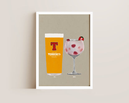 Tennent's & Pink Gin Print