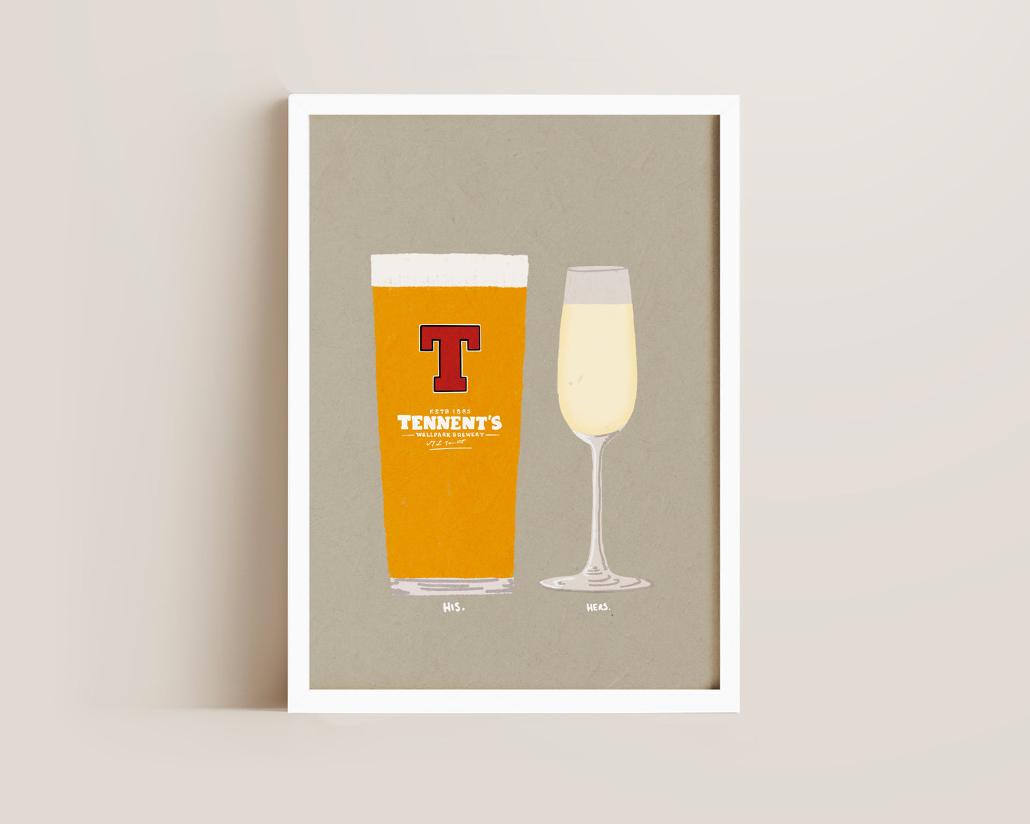 Tennent's & Prosecco Glass Print