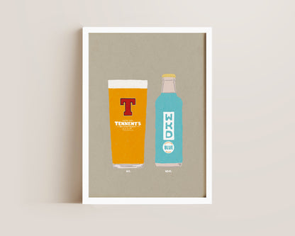 Tennent's & Blue WKD Print