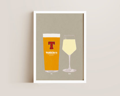 Tennent's & White Wine Print