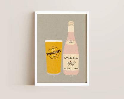 Thatchers & Chicken Wine Print