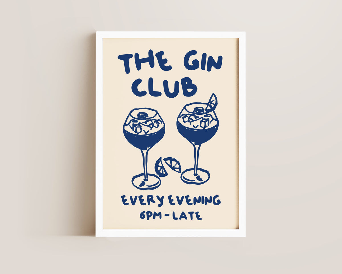 The Gin Club In Blue Print