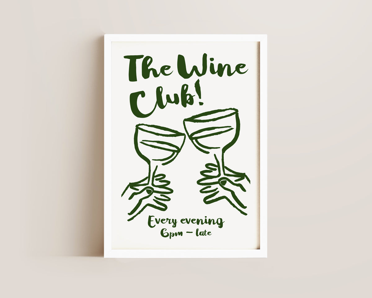 The Wine Club In Green Print