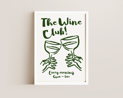 The Wine Club In Green Print