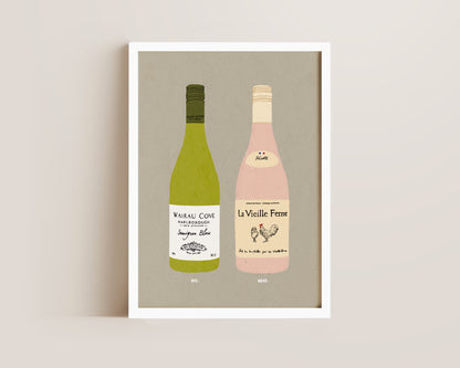Wairau Cove & Chicken Wine Print