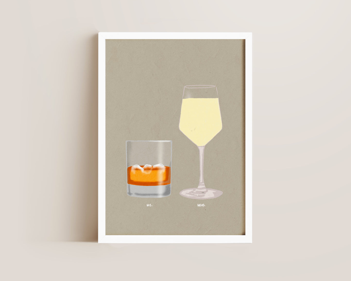Whisky On The Rocks & White Wine Print