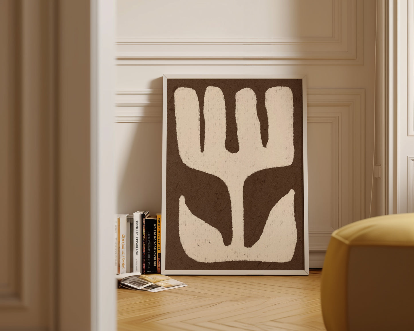 Flower On Brown Oil Pastel