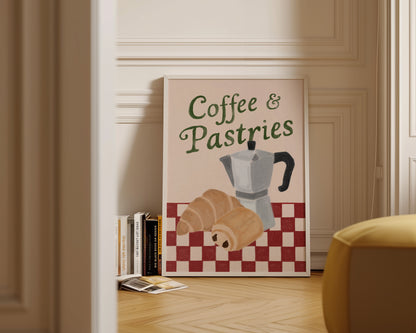 Coffees & Pastries Green Print
