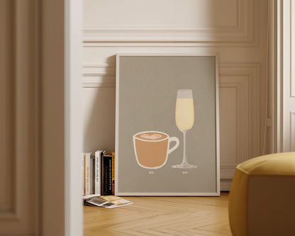 Coffee & Prosecco Glass Print