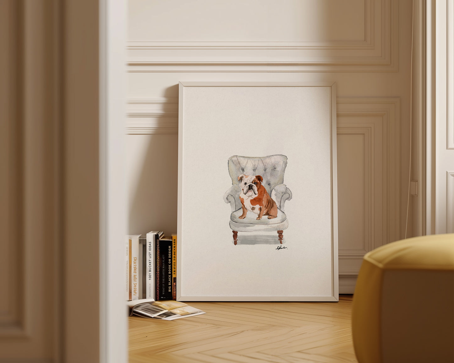 English Bulldog in Chair Print