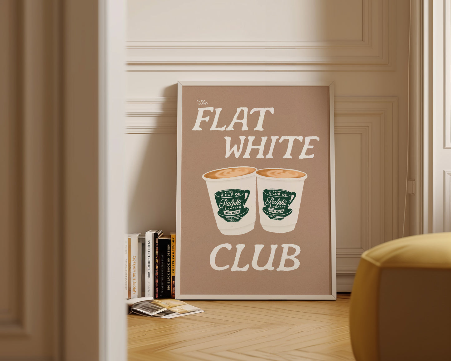 Flat White Club Brown Print