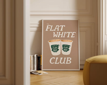 Flat White Club Brown Print