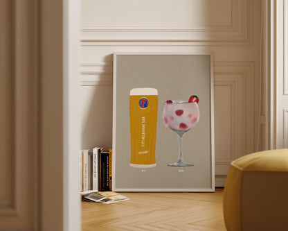 Fosters & Pink Gin Print