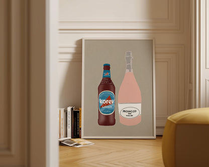 Korev Beer & Pink Prosecco Print