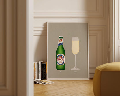Peroni Bottle & Champagne Print