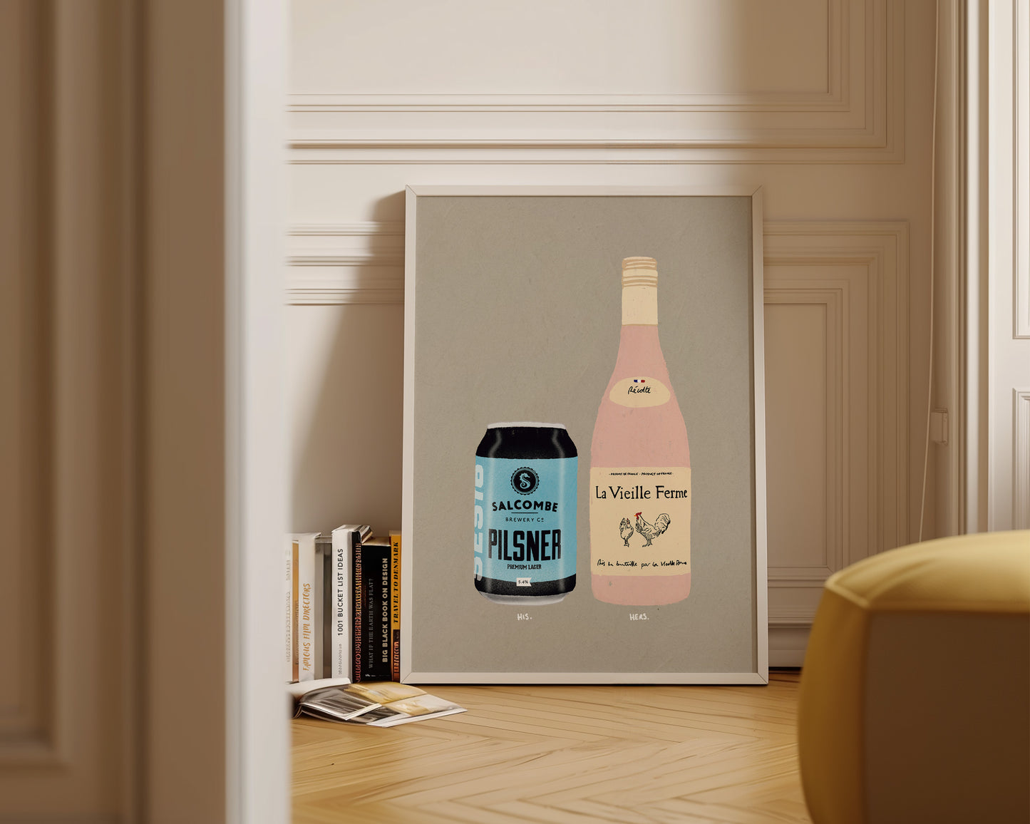 Salcombe Pilsner & Chicken Wine Print
