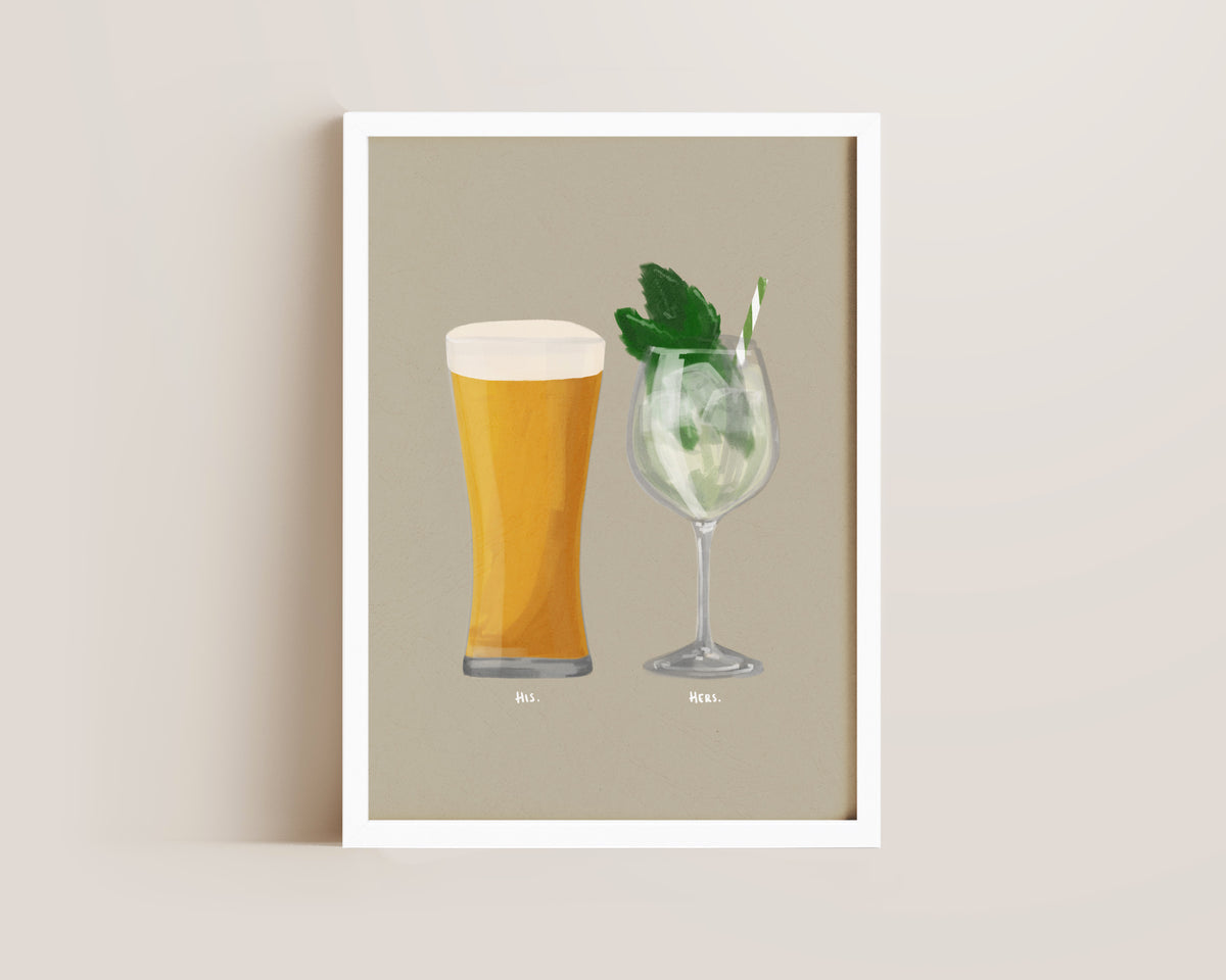 Beer No. 2 & Hugo Spritz Couples Drink Print