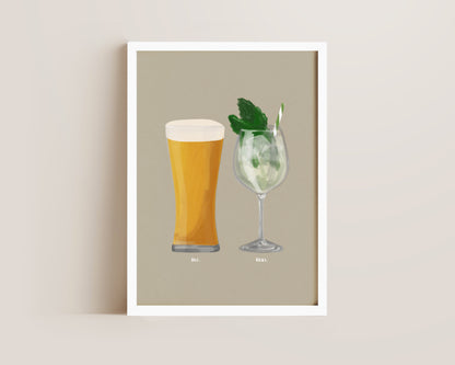 Beer No. 2 & Hugo Spritz Couples Drink Print